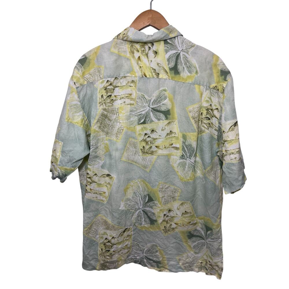 Tommy Bahama Hawaiian Shirt Mens Small Yellow Linen Floral Print Loop Collar - Picture 4 of 8